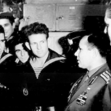 Юрий Гагарин на нашем крейсере. 1965 год.
