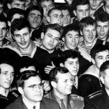 1965 год. Лобов, офицер штаба, Пастухов, Ю.А.Гагарин, командир Боронтов В.Н