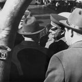 Посещение Н. С. Хрущевым 4 мая 1962 г. РКР «Грозный». Делегация осматривает вооружение корабля.